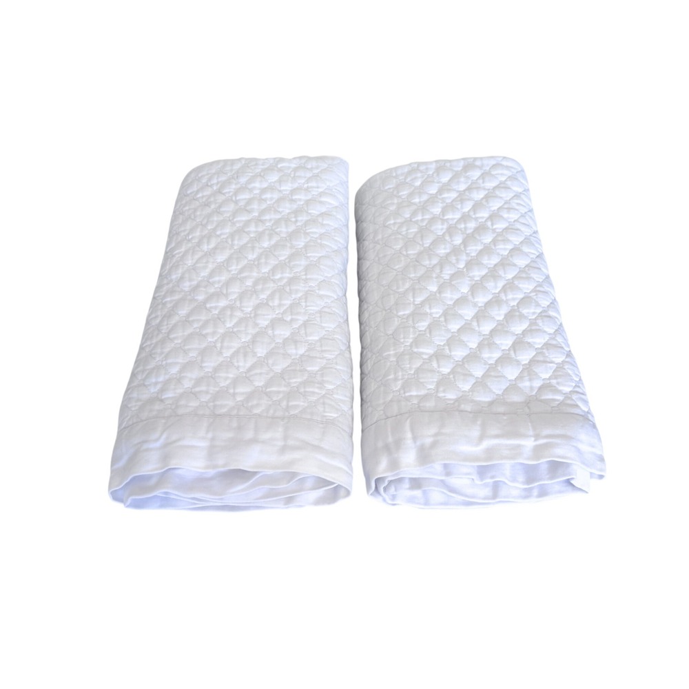 Charter Club Damask Quilted Pillow Shams Standard White Cotton Luxury Set of 2